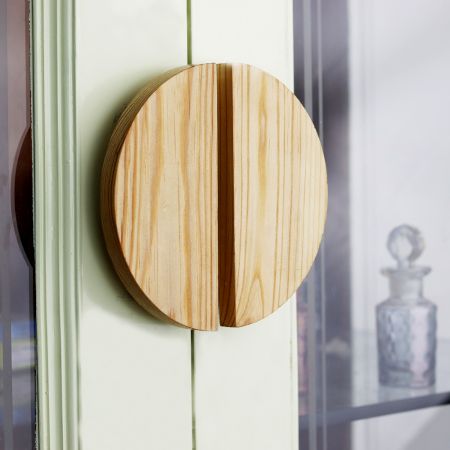 Decorative Half Moon Natural Wooden Door Handles Pack of 2