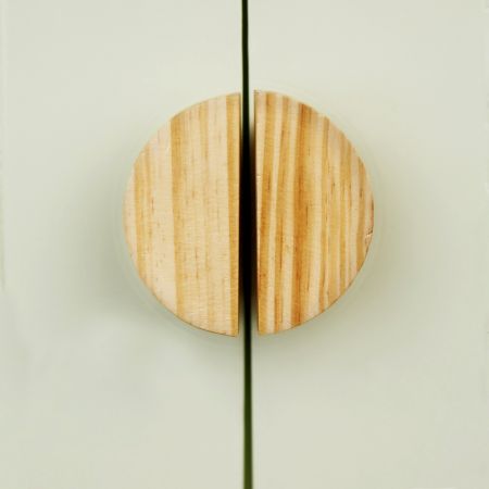 Half Moon Natural Wooden Door Knobs 2 Pieces