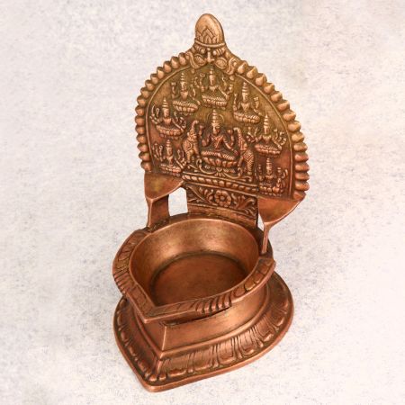 Premium Brass Gajalaxmi Oil Lamp in South Indian Art