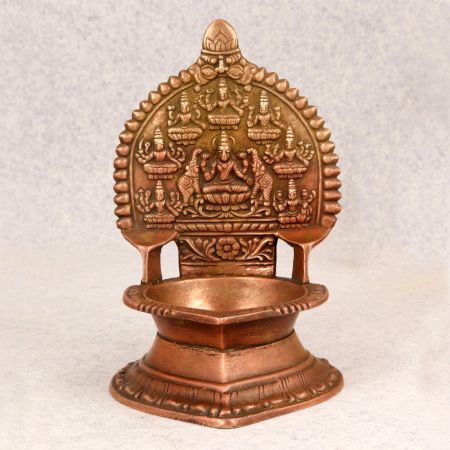Premium Brass Gajalaxmi Oil Lamp in South Indian Art