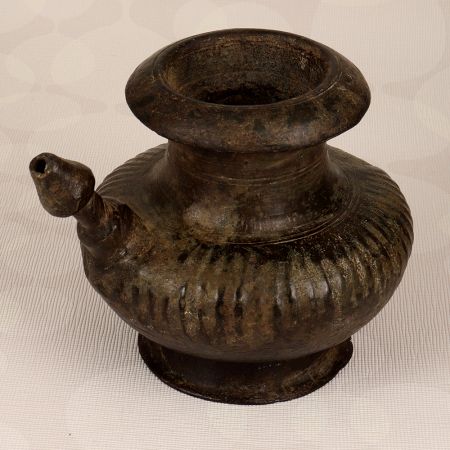 Dark Finish Vintage Brass Holy Water Pot with Spout