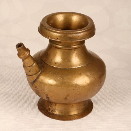 Elegant Brown Brass Water Pot with Spout for Prayer Room