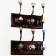 Decorative Multicolor Ceramic Iron Wooden Wall Hooks (Pack of 2)