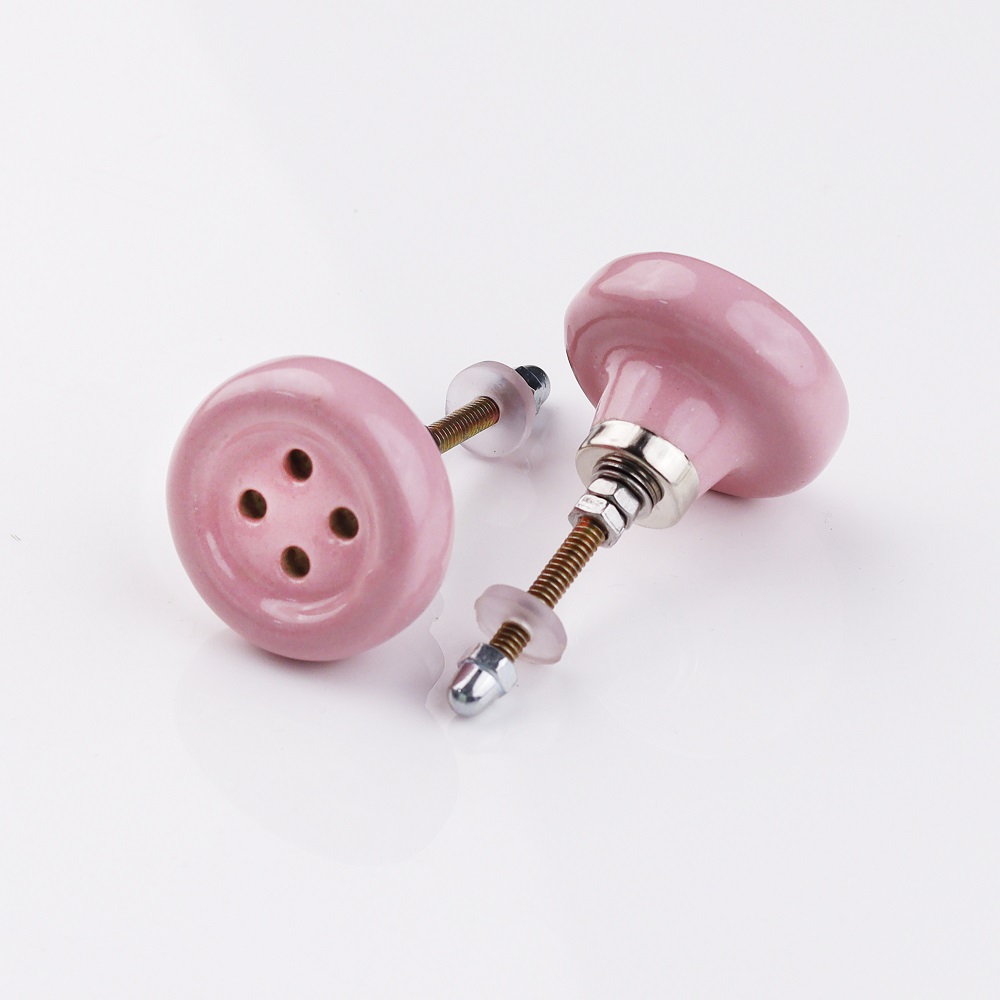 Pink Ceramic Button Knob