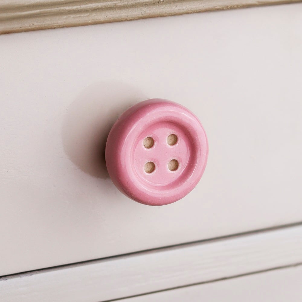 Pink Ceramic Button Knob
