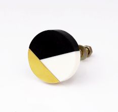 Black Wood Brass Resin Round Dresser knob
