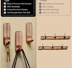 Wooden Self Adhesive Brown Wall Mounted Hooks