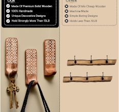 Brown Wooden Adhesive Hooks for Painted Walls