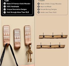 Wooden Brown White No Drill Wall Hook