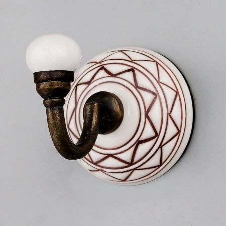 Brown Pattern Etched Ceramic Wall Hook