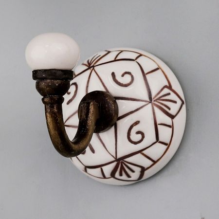 Brown Etched Ceramic Wall Hook