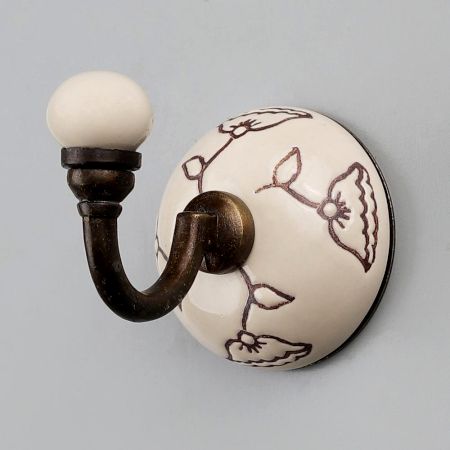 Brown Calla Lily Brown Etched Ceramic Wall Hook