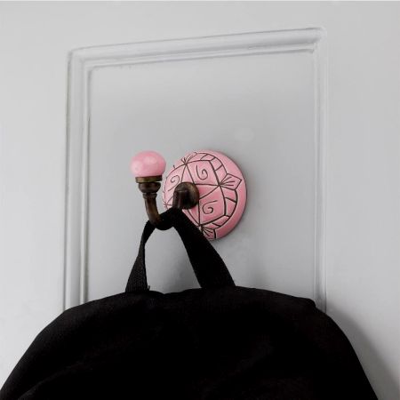 Pink And Brown Etched Ceramic Wall Hook