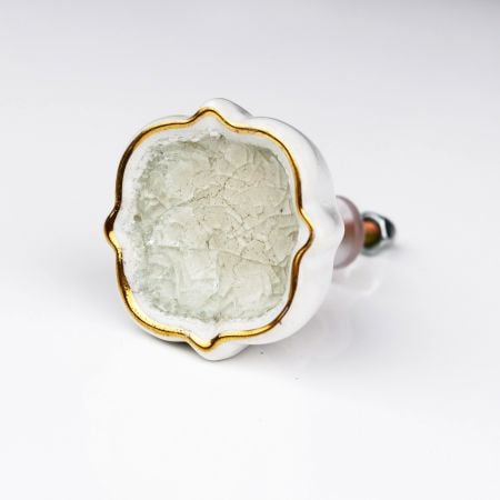 Cream Solid Gold Line Ceramic Dresser Knob Online