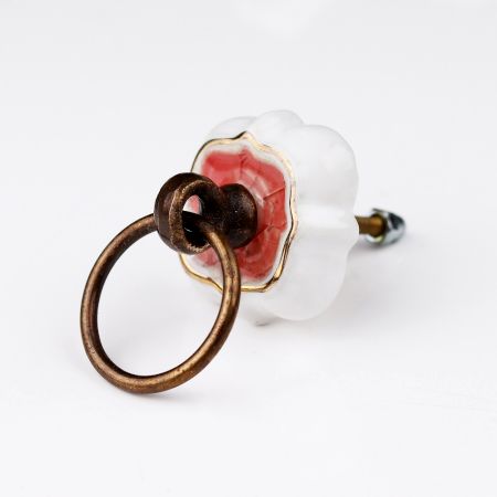 Pink Solid Gold Line Ceramic Dresser Knobs