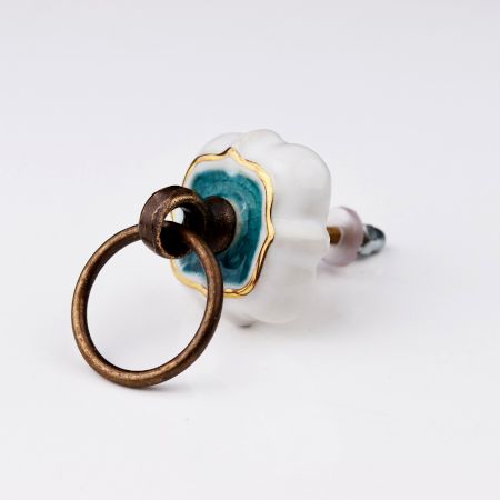 Sea Green Solid Gold Line Ceramic  Dresser Knobs