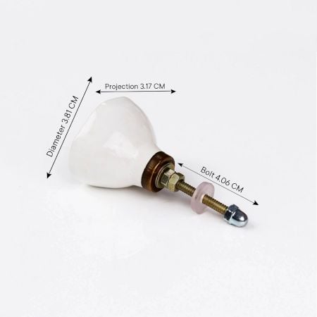 Cream Ceramic Cabinet Knob in Silver Fitting