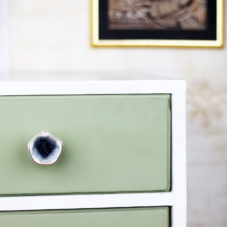 Grey Ceramic Dresser Knob in Silver Fitting