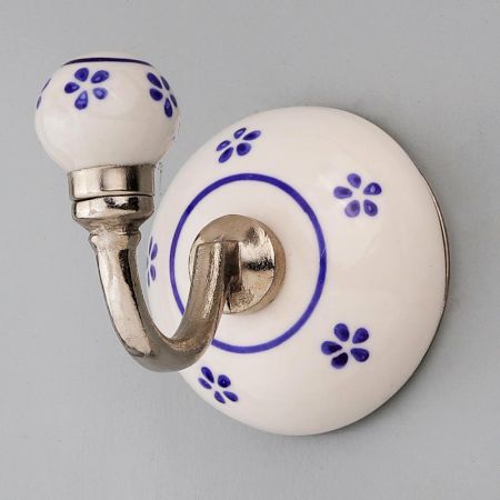 Blue Floral Ceramic Hooks