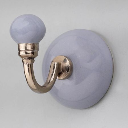 Solid Grey Round Ceramic Wall Hook