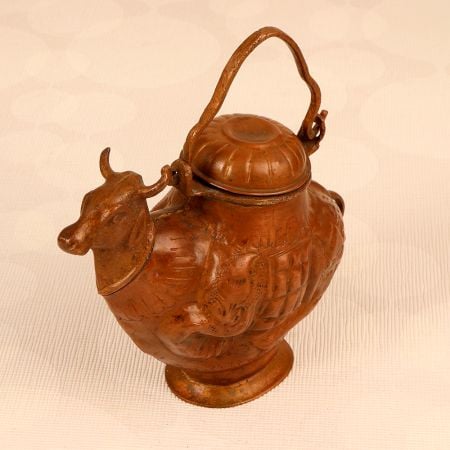 Handcrafted Copper Holy Water Pot in Cow Shape for Decor