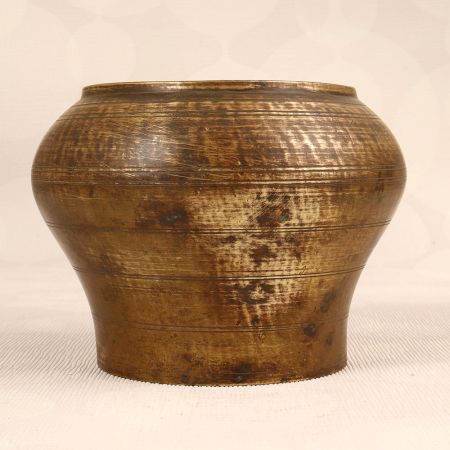 South Indian Art Brass Holy Pot in Vintage Brown Finish
