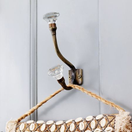 Handmade Clear Glass Iron Wall Hook