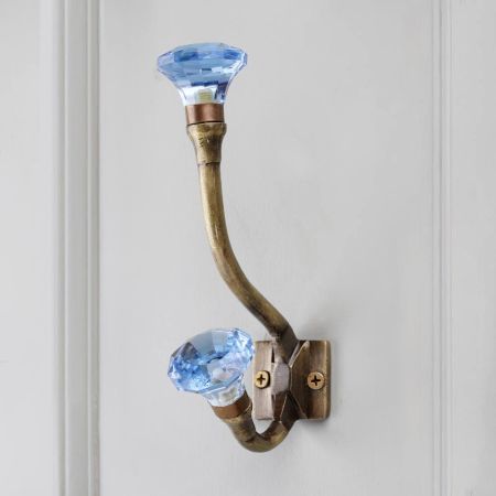 Slate Blue Diamond Glass Iron Wall Hook
