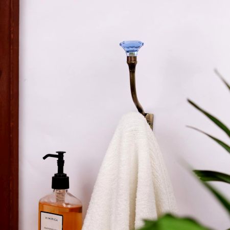 Slate Blue Diamond Glass Iron Wall Hook