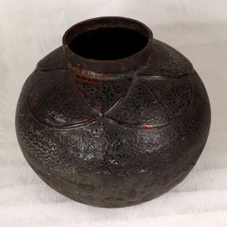 Dark Finish Handmade Copper Pot for Flower Decoration