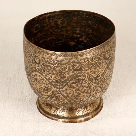 Engraved Premium Brass Pot for Indoor Flower Decoration
