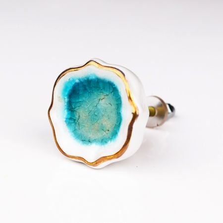 Sea Green Solid Gold Line Ceramic Drawer Knob