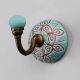 Sea Green And Brown Etched Ceramic Wall Hook