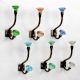 Handmade Multicolor Glass Iron Wall Hooks 6 Pieces
