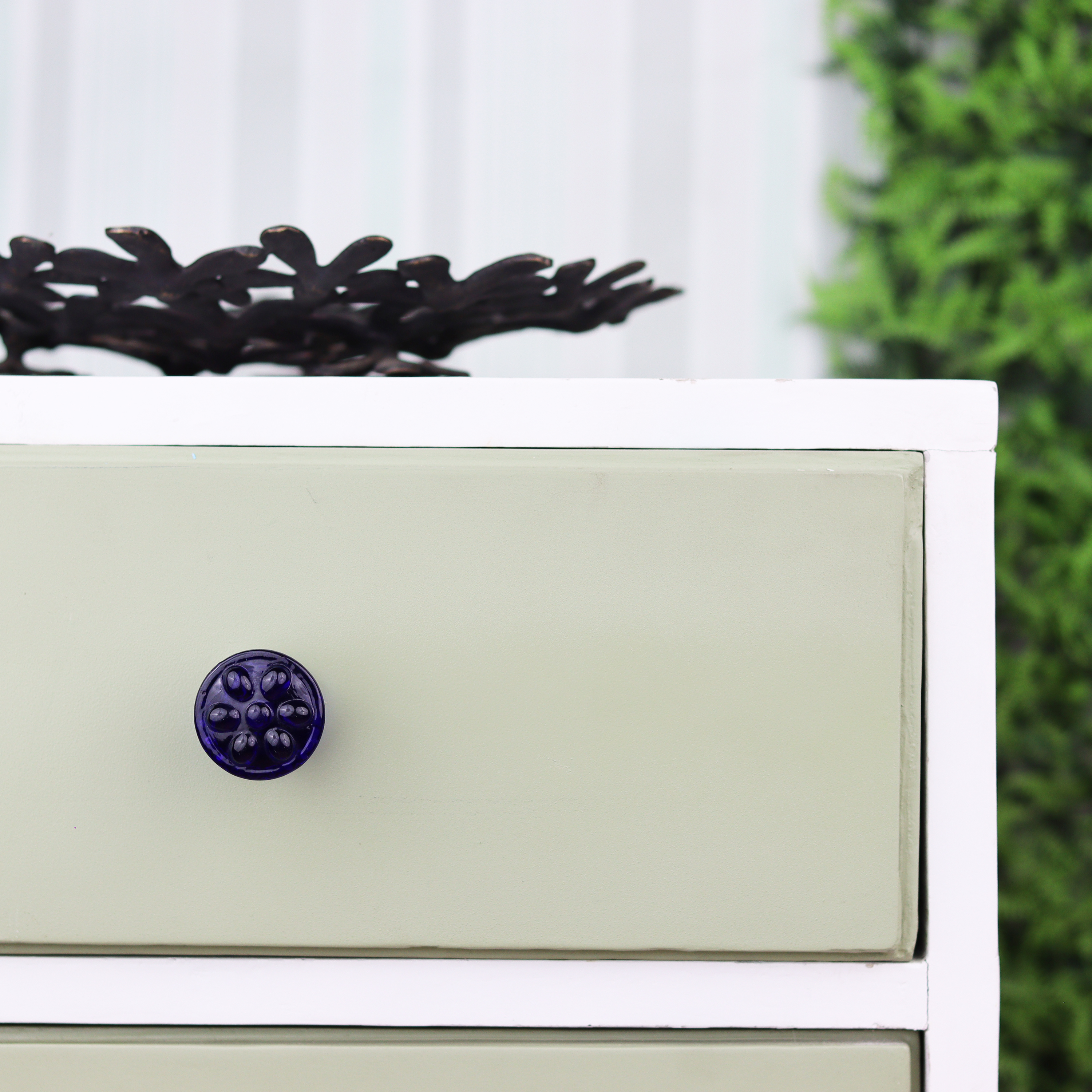 Navy Blue Power Drum Glass Drawer Knob Online