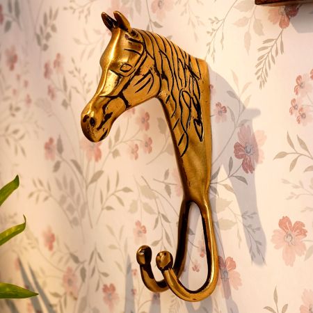 Hand Made  Brass Zebra Animal Head With Two Hooks