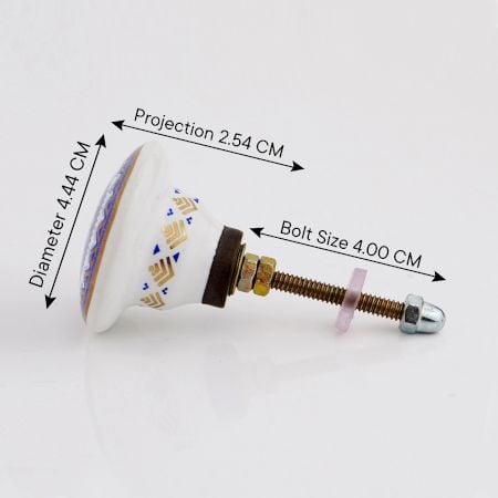 Blue and Golden Wheel Pattern Flat Ceramic Cabinet Knob