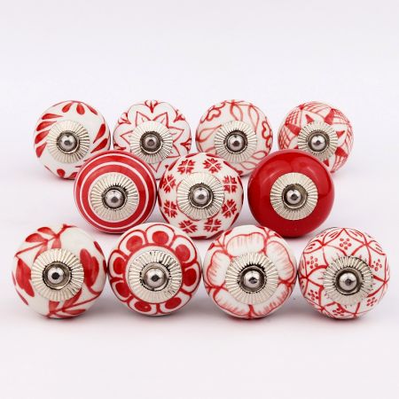 Red Ceramic Drawer Knobs Combo for Cabinet