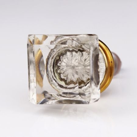Clear Golden Square Cabinet Knobs