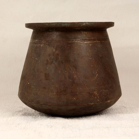 Dark Brown Vintage Brass Holy Pot in South Indian Art
