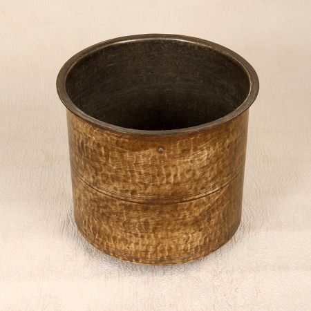 Handcrafted Vintage Brass Pot in Brown Finish for Decor