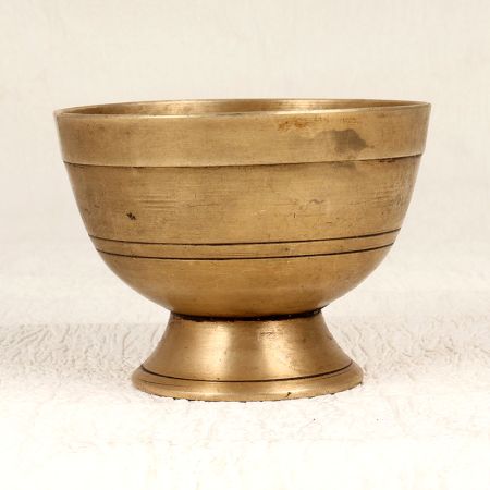 Elegant Brown Brass Kumkum Tilak Bowl for Home Decor