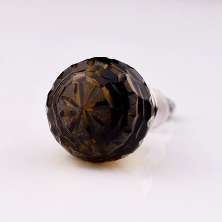 Smoky Round Patterned Glass Knob