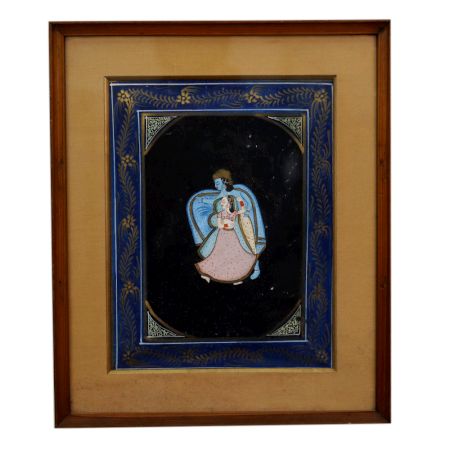 Vintage Radha Krishna Paper Painting in Pahadi Art for Decor