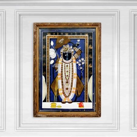 Vintage Lord Krishna Paper Painting from Rajasthan for Hanging