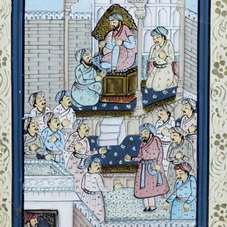 Used Print on Silk in Persian Art from Rajasthan for Hanging