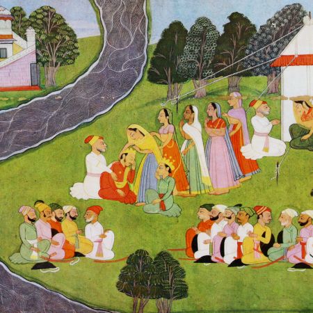 Vintage Used Himalayan Kangra Art Paper Print for Decoration