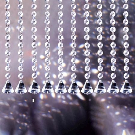 10 Strand- 10 Crystal Drop and 100 Beads Clear Chandelier Replacement Glass Christmas Ornaments