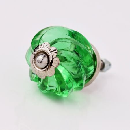 Green Interior Cut Glass Cabinet Knob