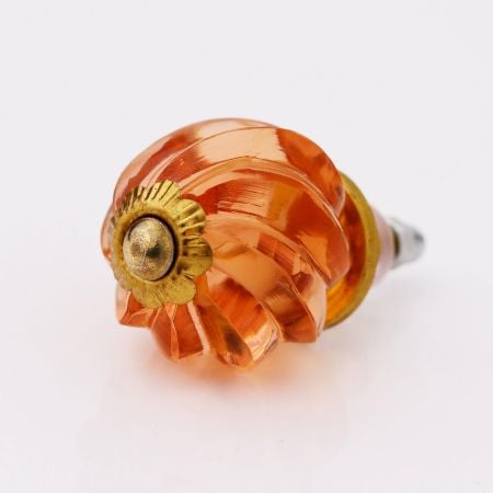 Amber Interior Cut Glass Cabinet Knob